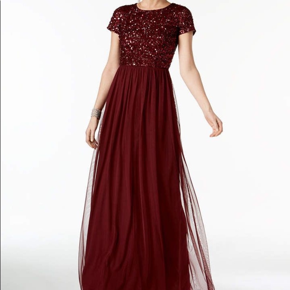 Adrianna Papell Sequined Tulle A-Line gown